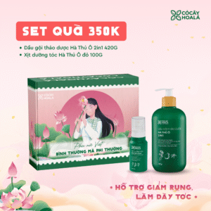 [SET 20/10] Set 2: Combo Dầu gội Hà Thủ Ô+Xịt dưỡng tóc Hà Thủ Ô-Hộp quà “Bình Thường Mà Phi Thường”