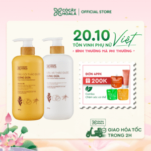 Combo dầu gội xả thảo dược Gừng Dừa Cỏ Cây Hoa Lá 650g